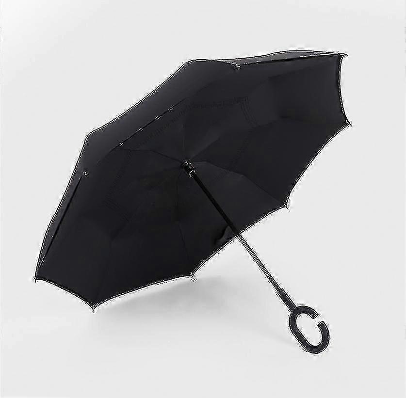 C句柄遮阳伞折叠雨防风伞双层倒反转