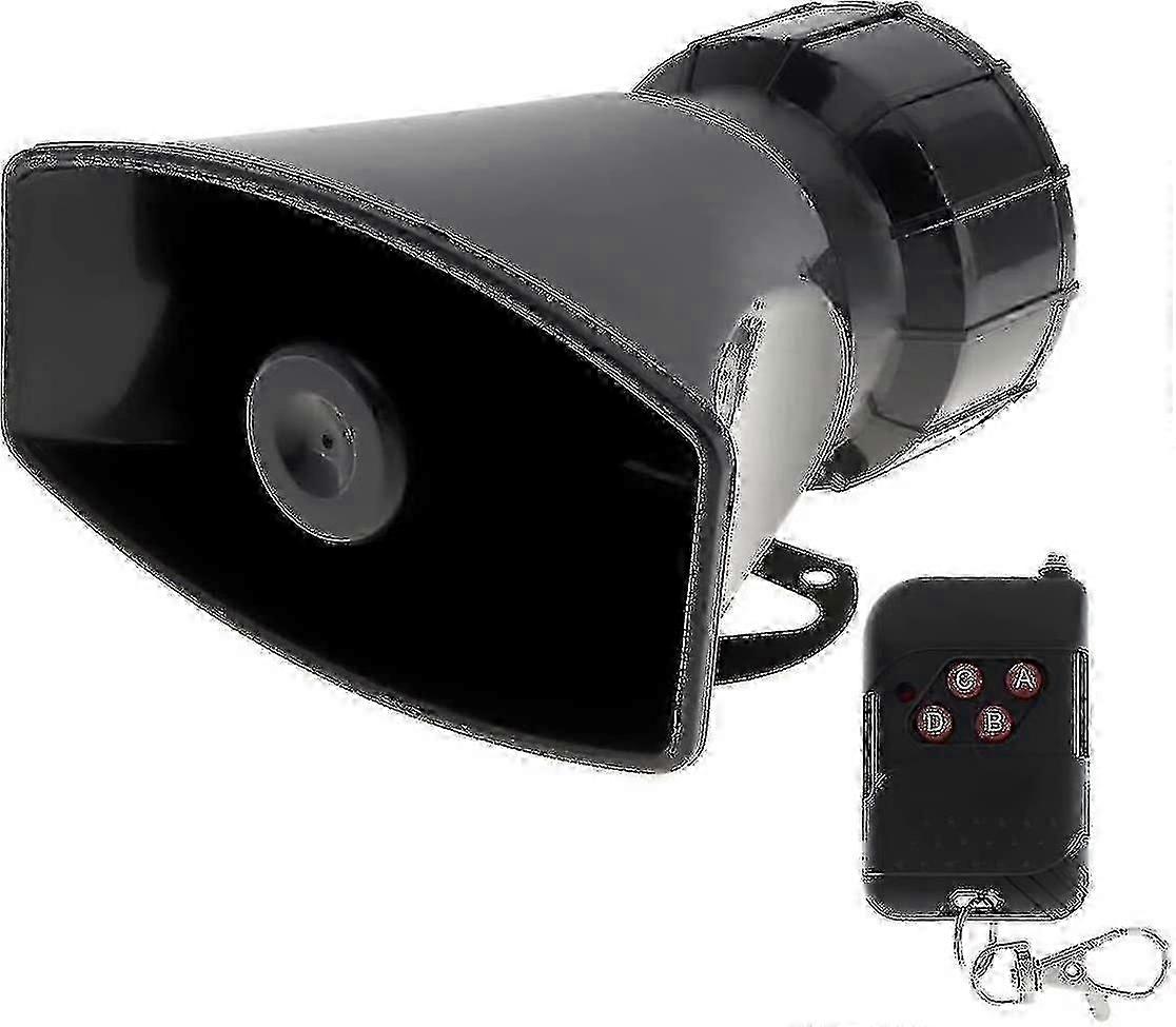 Car Siren With 7 Sounds: Horn, A Fire, Ambulance, Traffic, Police Type Alarm, With A Black Remote Control, 12 V 100w Edition 0619