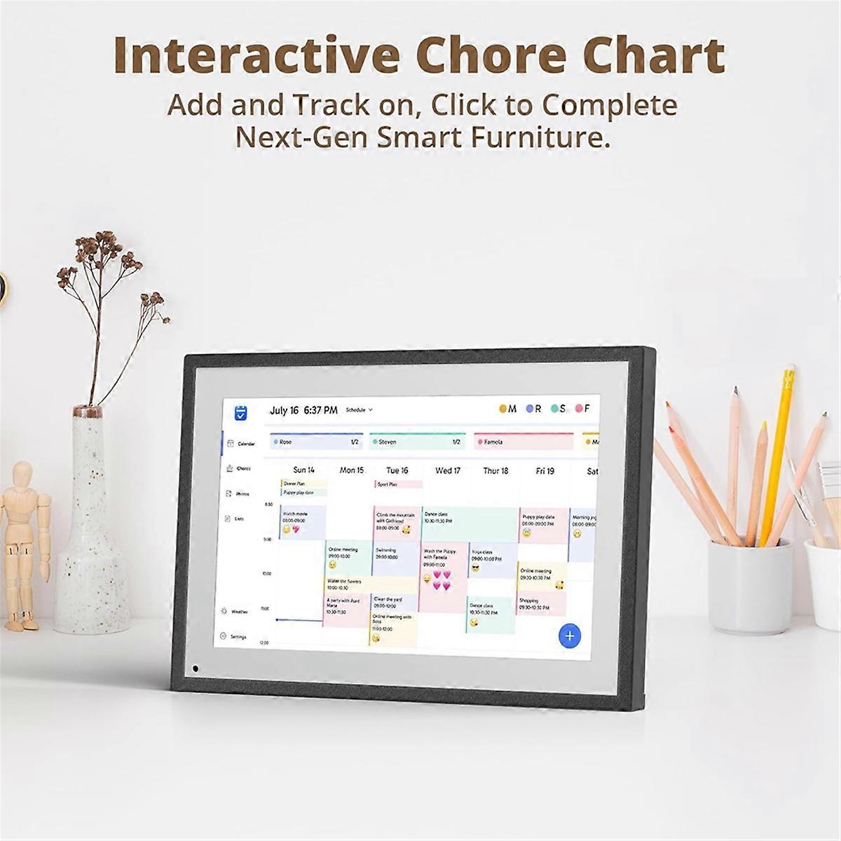 10.1 Inch Digital Calendar Chore Chart,Interactive Touchscreen,Smart Family Planner, Hearth Display 