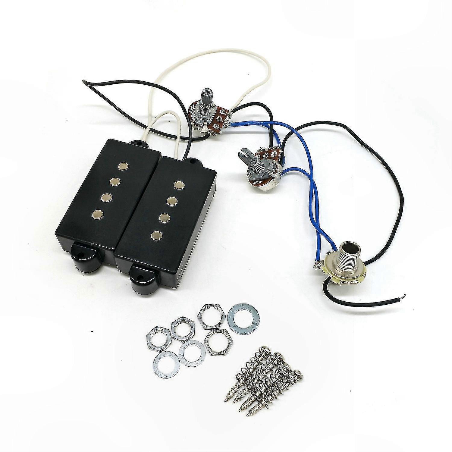 4-String Bass Guitar Pickup Set with Neck and Bridge Pickups, Electric Guitar Wire Harness for Musical Instruments