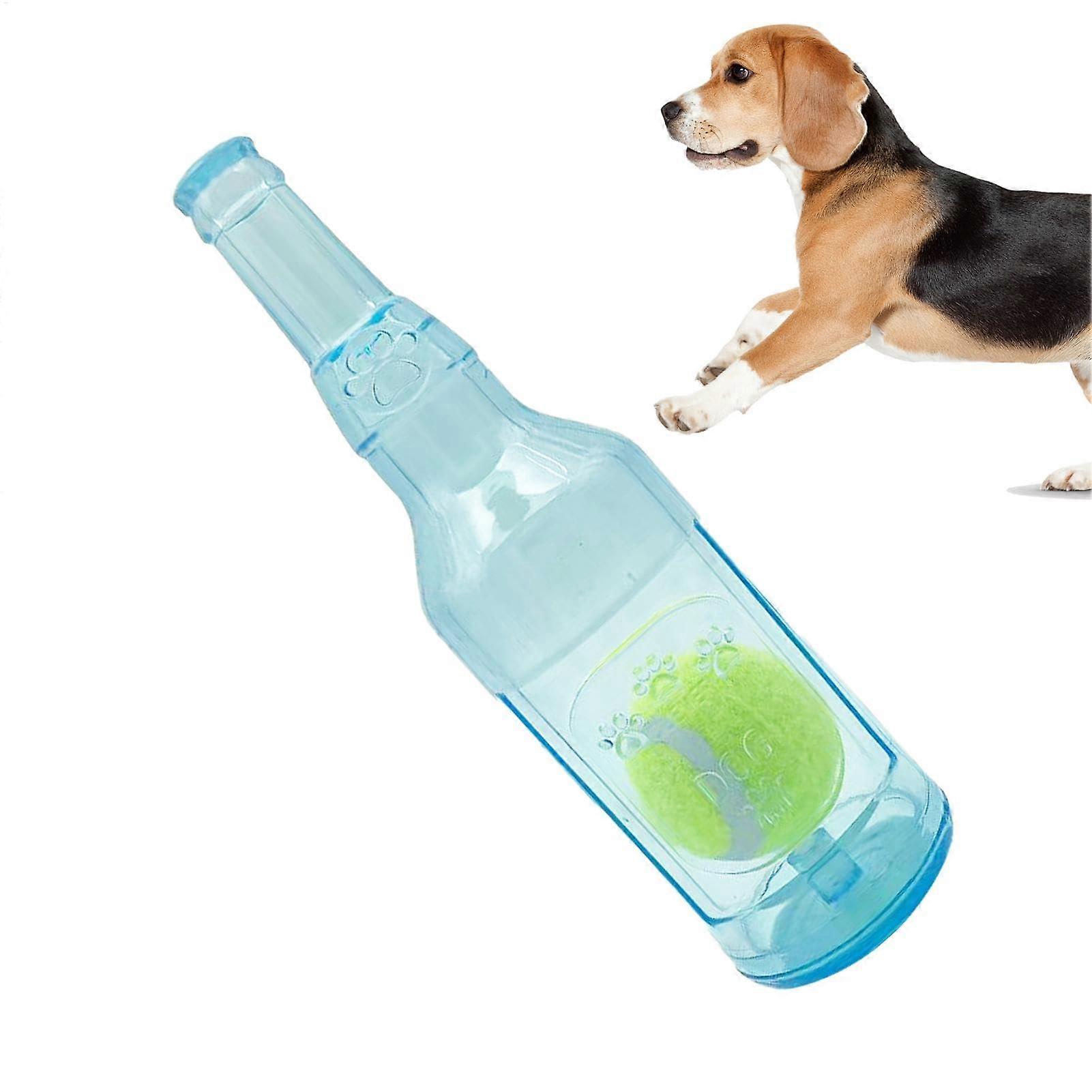 Squeeze Buddy Bottle Toy Interactive Dog Toy Puppy Teething Toy Squeaky Cruncher Water Bottle Cruncher Blue Small