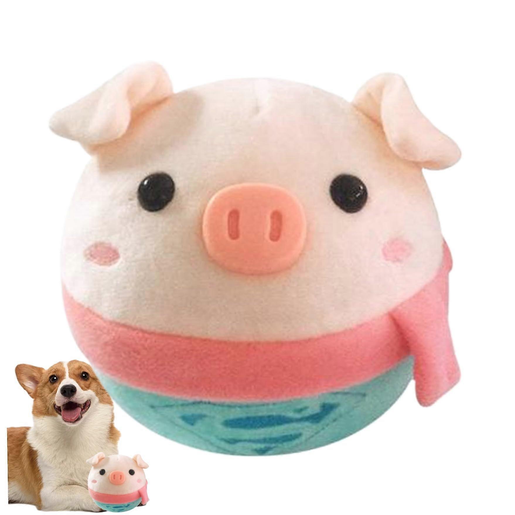 Interactive Dog Toys - Plush Bouncing Pig Squeaky Toy with Music, USB Rechargeable Chew Toy for Small, Medium, Large Dogs