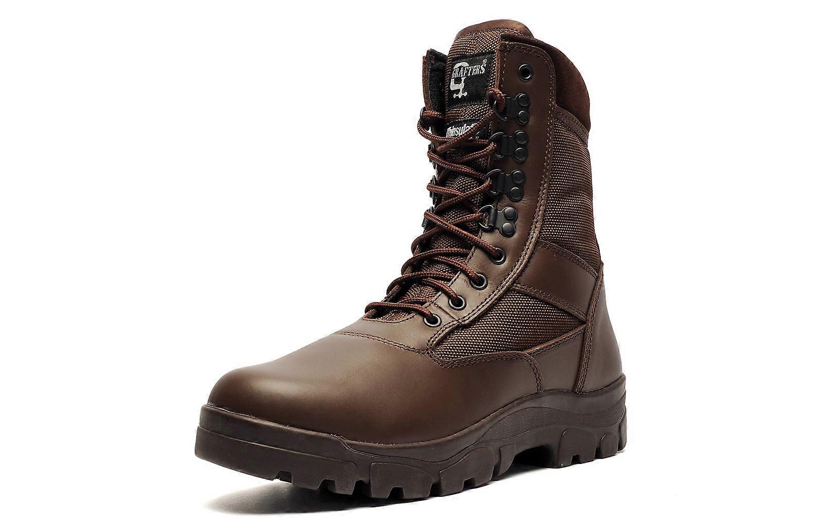 Grafters G-Force Leather Combat Boots Brown