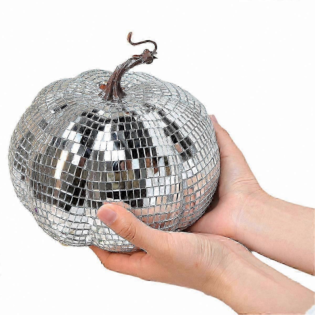 Pumpkin-Shaped Silver Mirror Disco Ball for Party Decor