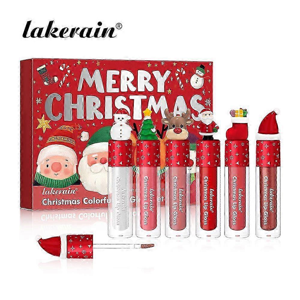 6 Pcs/Set Christmas Colorful Lip Gloss Set Moisturizing Lipstick Nourishing Lip Stain Matte Lips Tint Makeup Supplies