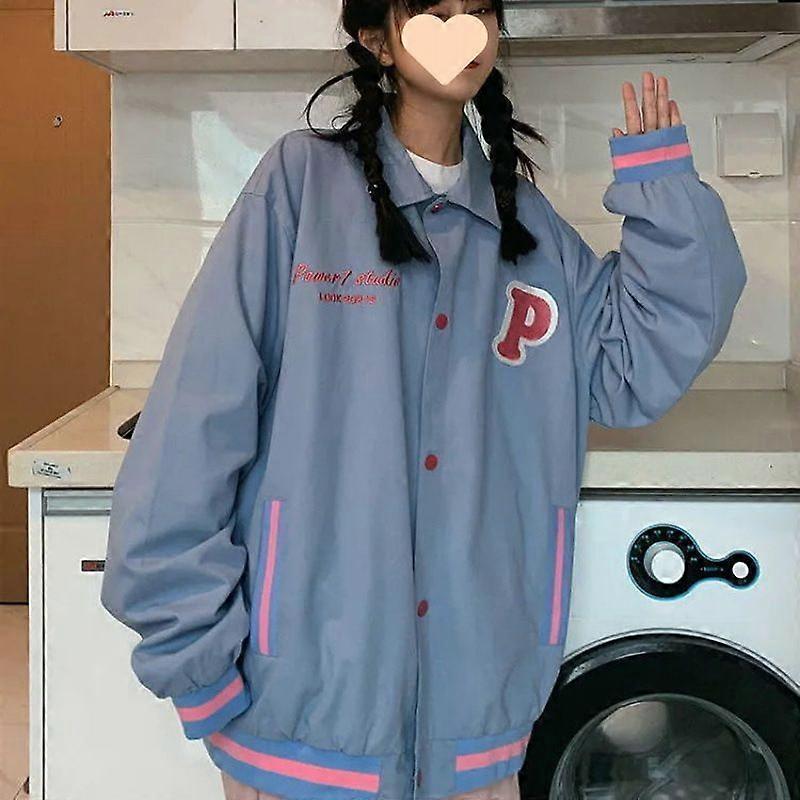 Color-Blocking Lapel Jacket For Women, Spring And Autumn, Japanese Retro, Versatile, Casual Workwear Jacket, Baseball Jacket