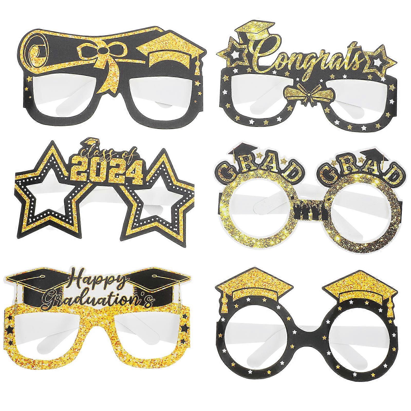 Graduation Season Eyeglasses Paper Graduation Glasses for Decoration 12Pcs Set