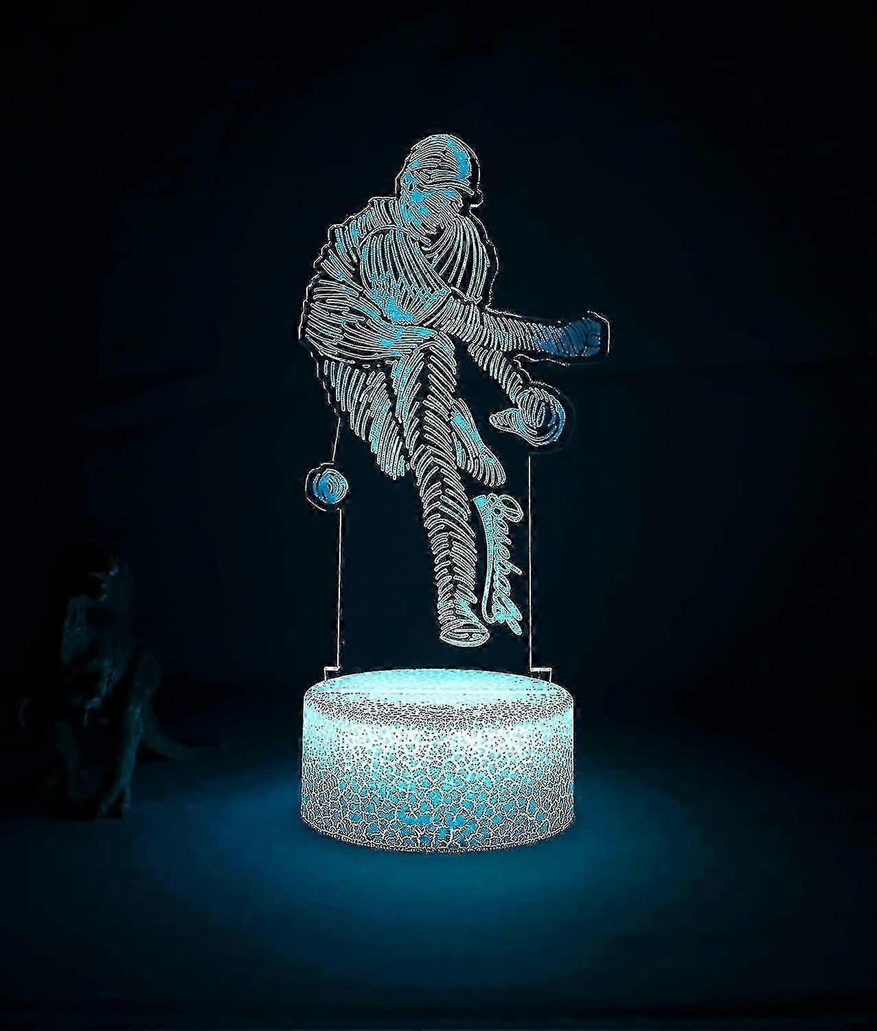 3d Illusion Lamp Led 16 Colours Changing With Remote.baseball Player Decorate Room 3d Night Light Gift(baseball06) Xq-3dc219