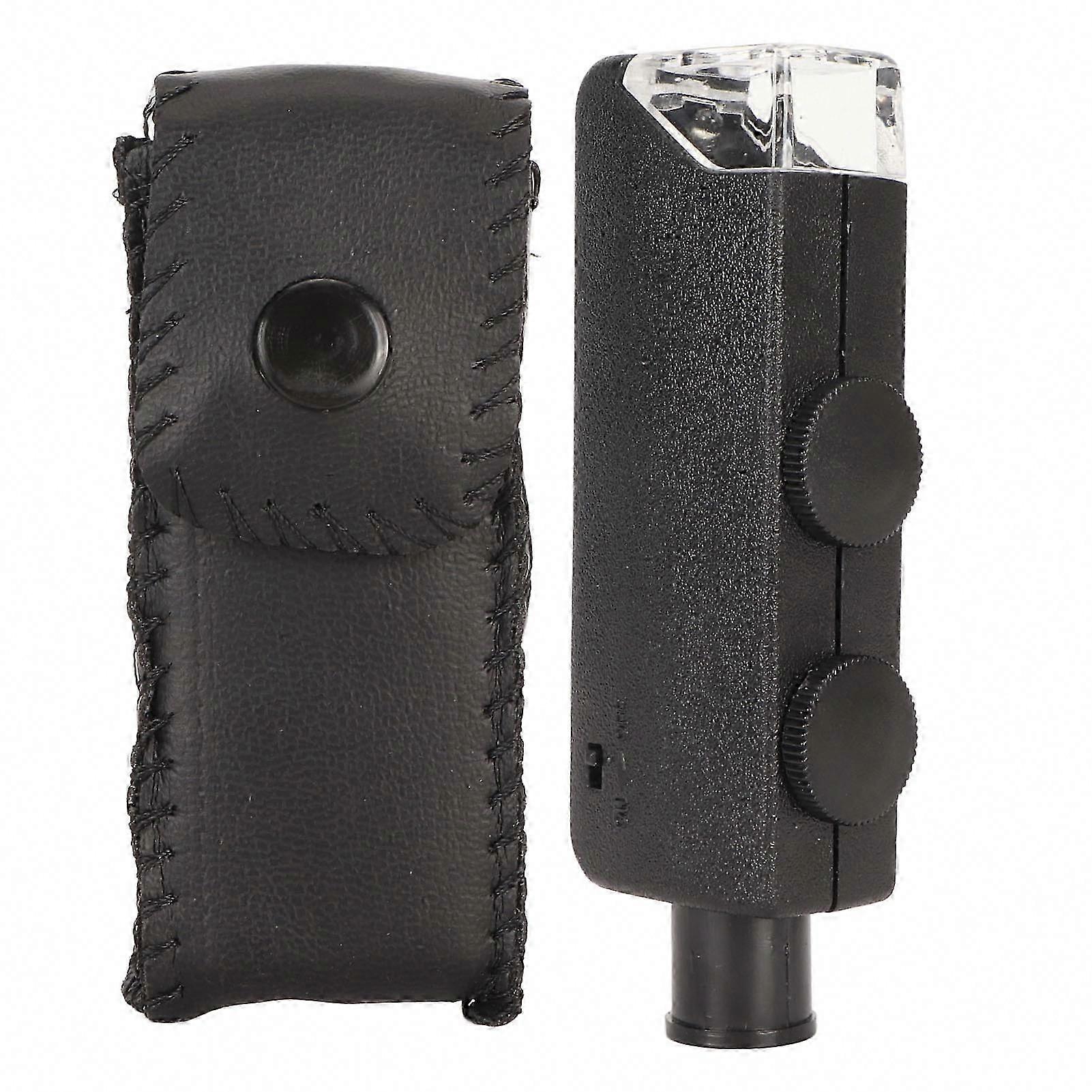 60x-100x LED Illuminated Pocket Microscope with Adjustable Zoom and Aspheric Lens System