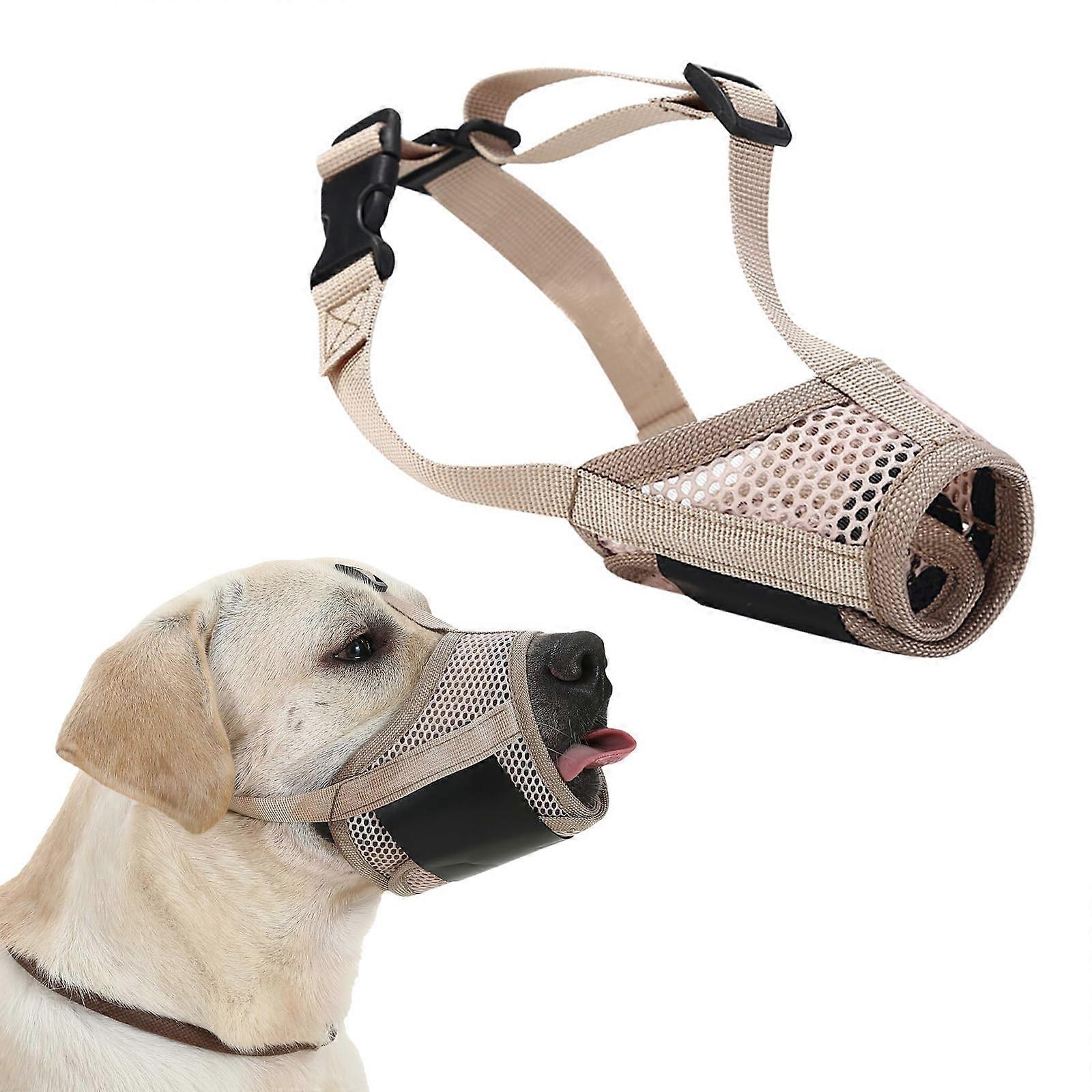 Dog Muzzle Soft Mesh, Adjustable Breathable, AntiBite AntiBark, Panting and Drinking, Size L Snout 2228 cm