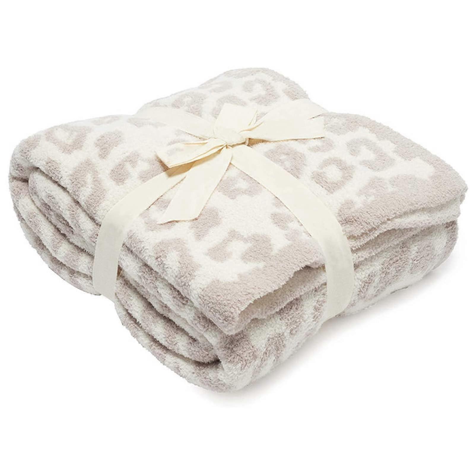 Picnic Mat Plush Wool Blanket, Knitted Leopard Throw, Barefoot Soft Blanket, Color 1, 127x152 cm, Waterproof