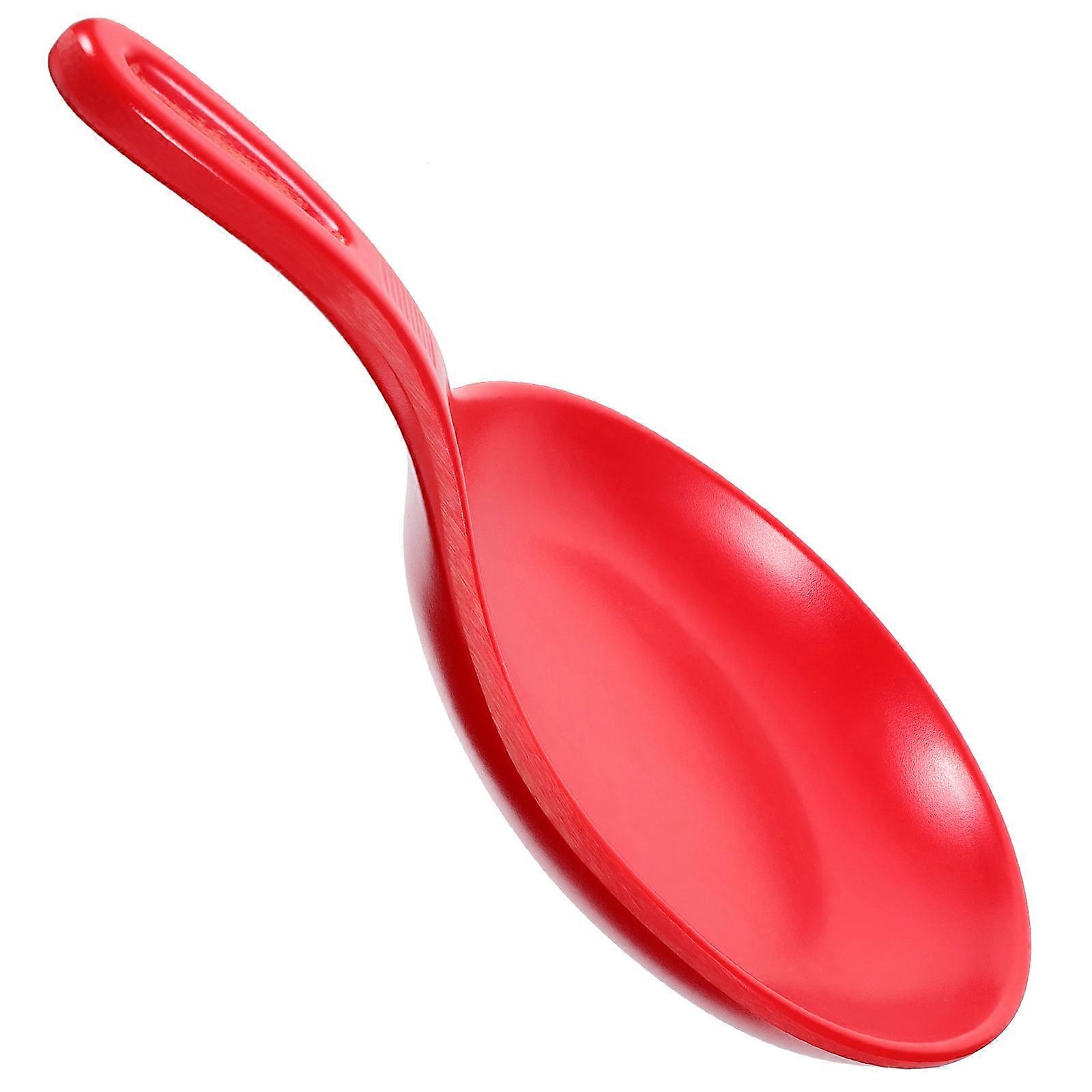Red Food Serving Plate with Handle Spoon Style for Home Use