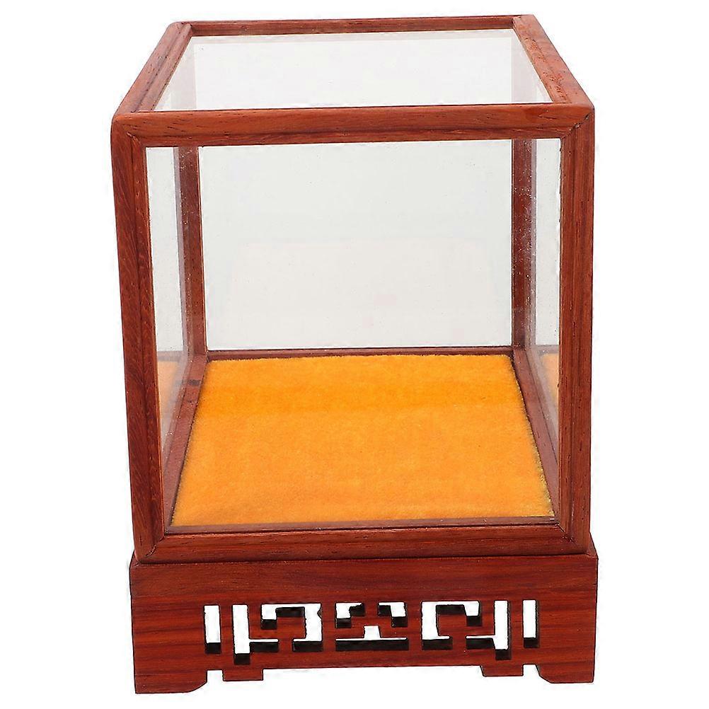 2Pcs Antique Display Shelf with Wood Base and Glass Dome for Storage