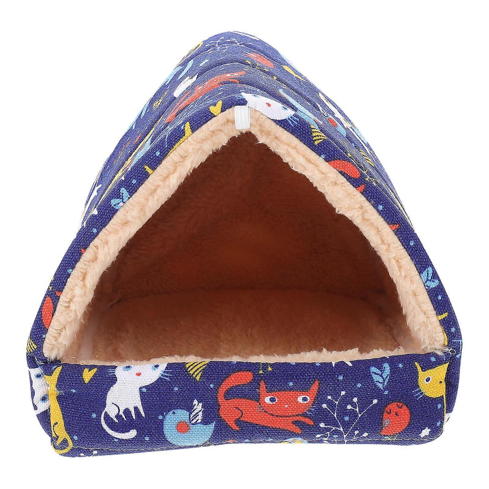 Small Animal Nest Thickened Sleeping Nest For Winter Bed 1Set Blue