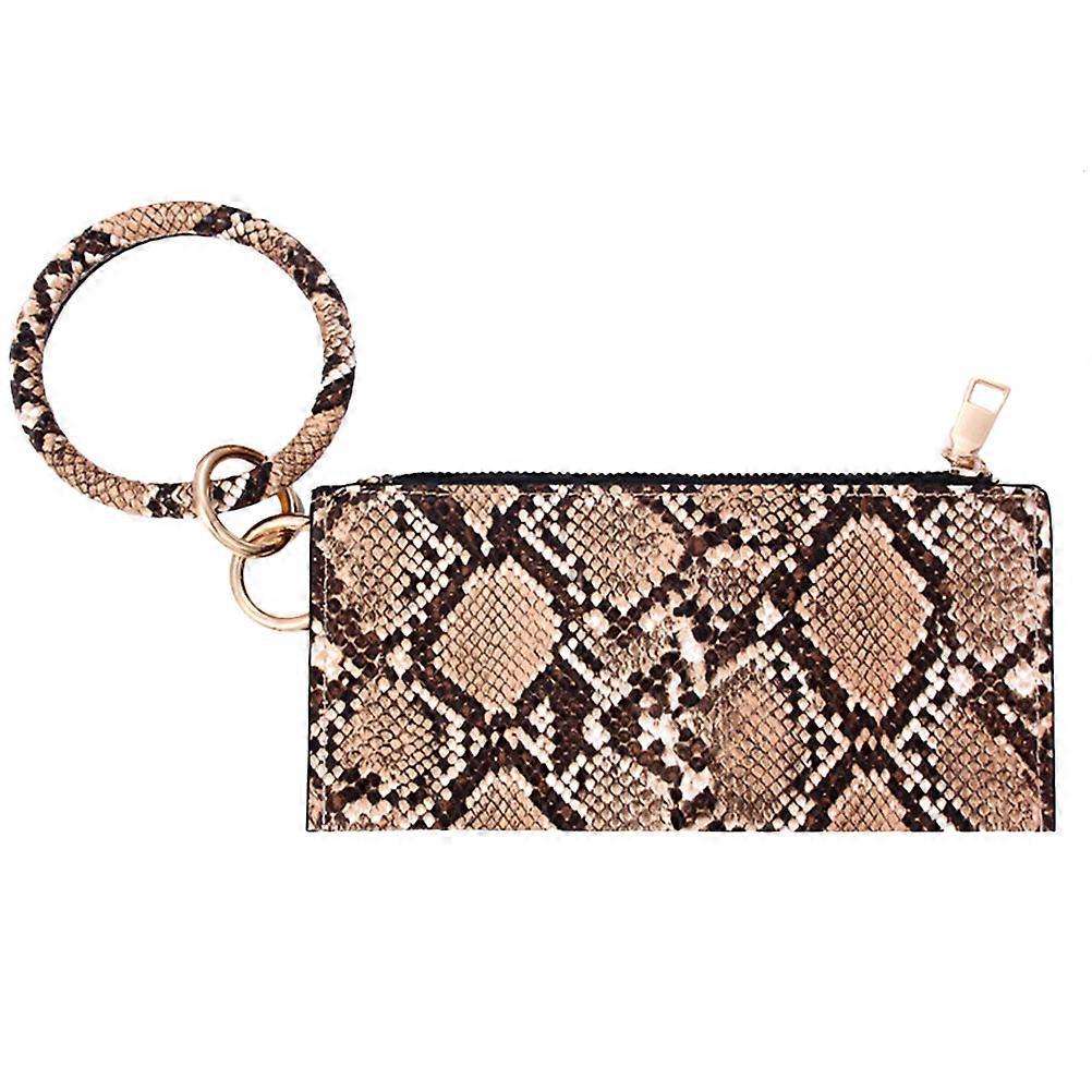 Woman Sequined Purse PU Bag for Storage Use 2Pcs Coffee Snake Pattern