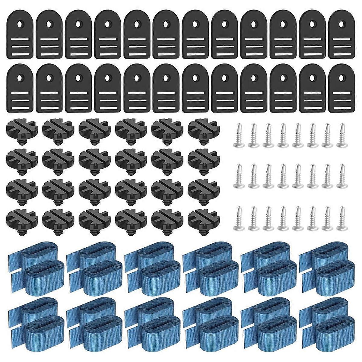 Tube and Solar Cover Fastening Kit for Inground and Aboveground Pool Roller Includes 24 Straps,24 Mounting Wcrews