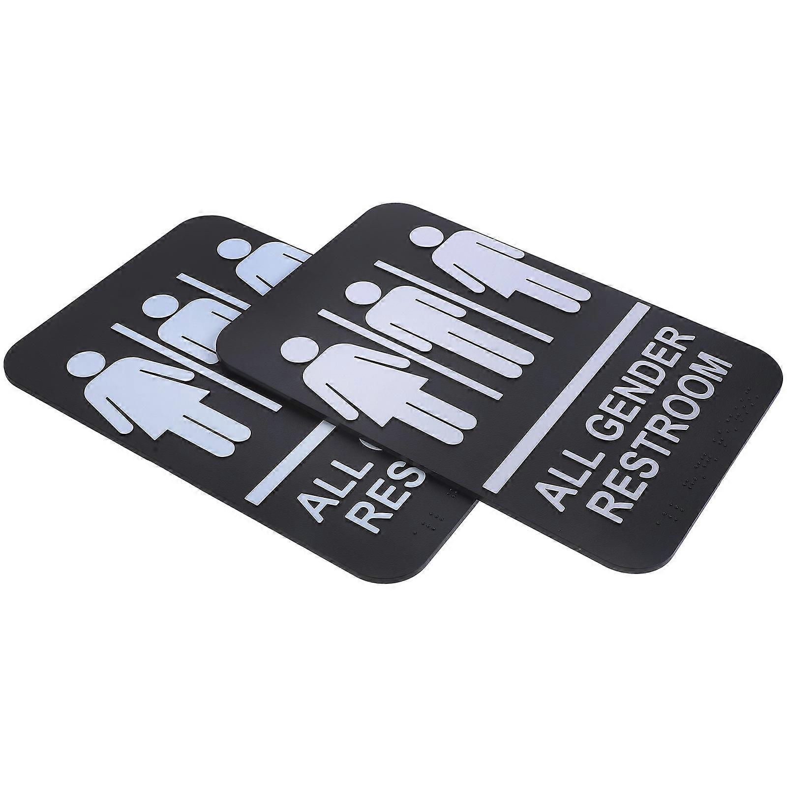 Tactile Identification 4Pcs Gender Neutral Bathroom Sign For Visually Impaired Individuals Rectangular Safe Material Easy Recognition