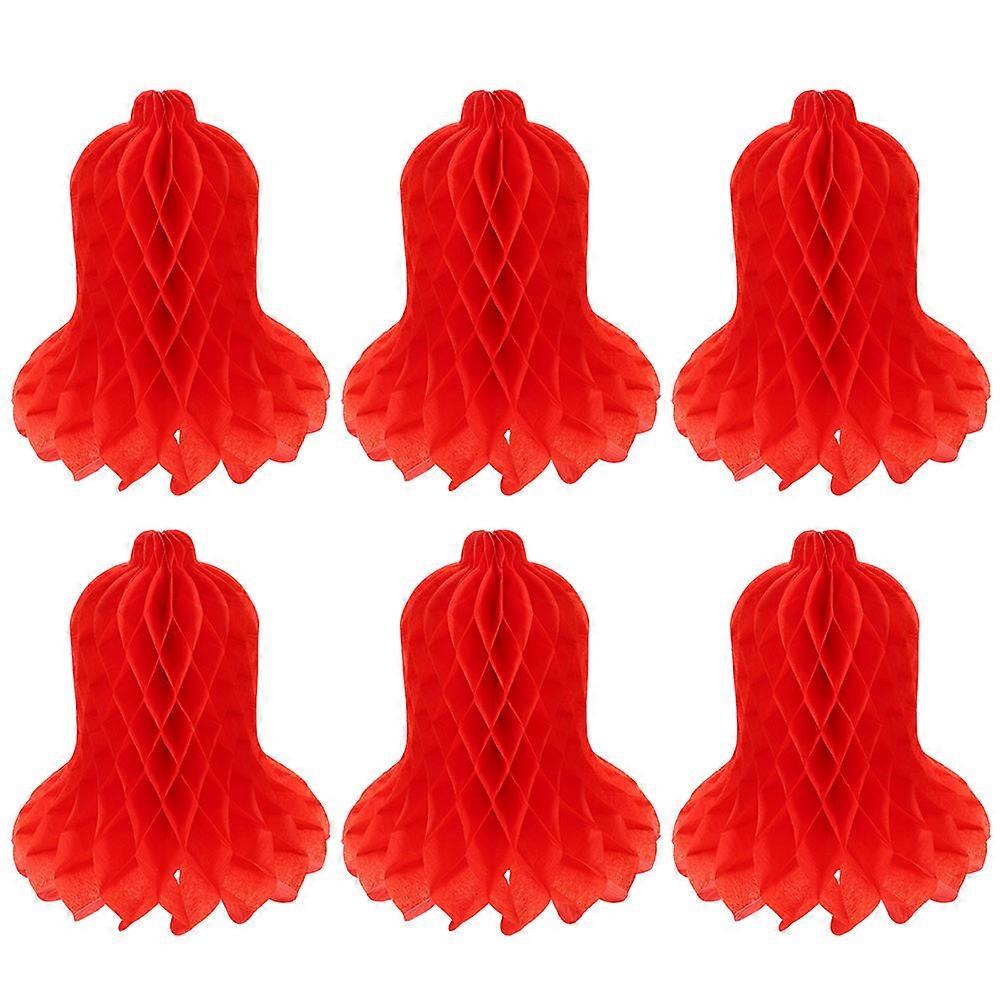 Red Honeycomb Paper Decorations for Decor 30Pcs Hanging Bells Pack