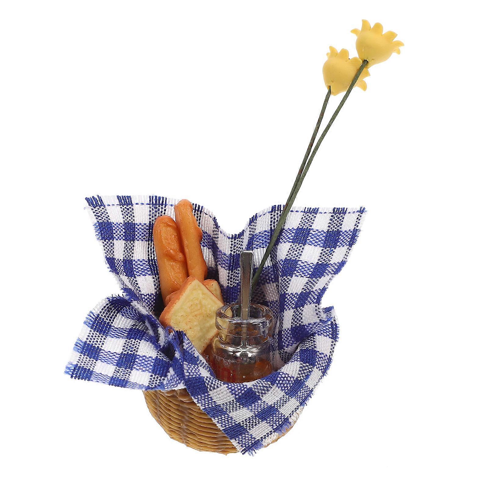Doll House Bread Basket Model for Decor 1Set Miniature Honey Bread Kit