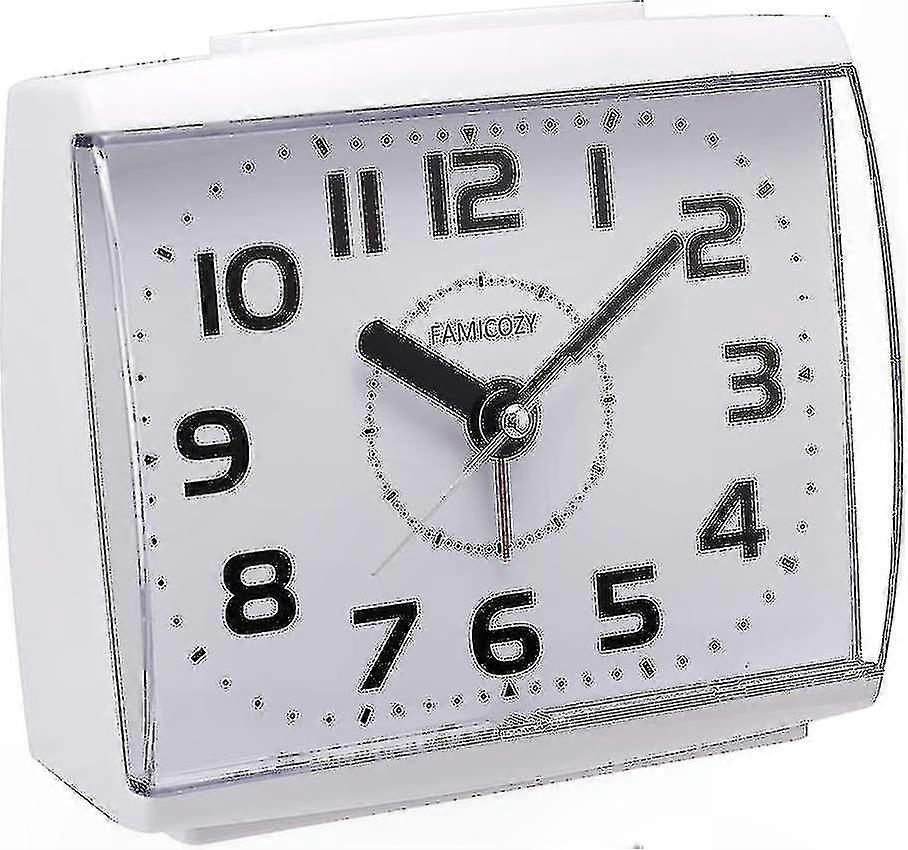 Large Number Alarm Clock with Snooze, Backlight, and Crescendo Alert, Battery-Powered Silent Operation for Seniors, White