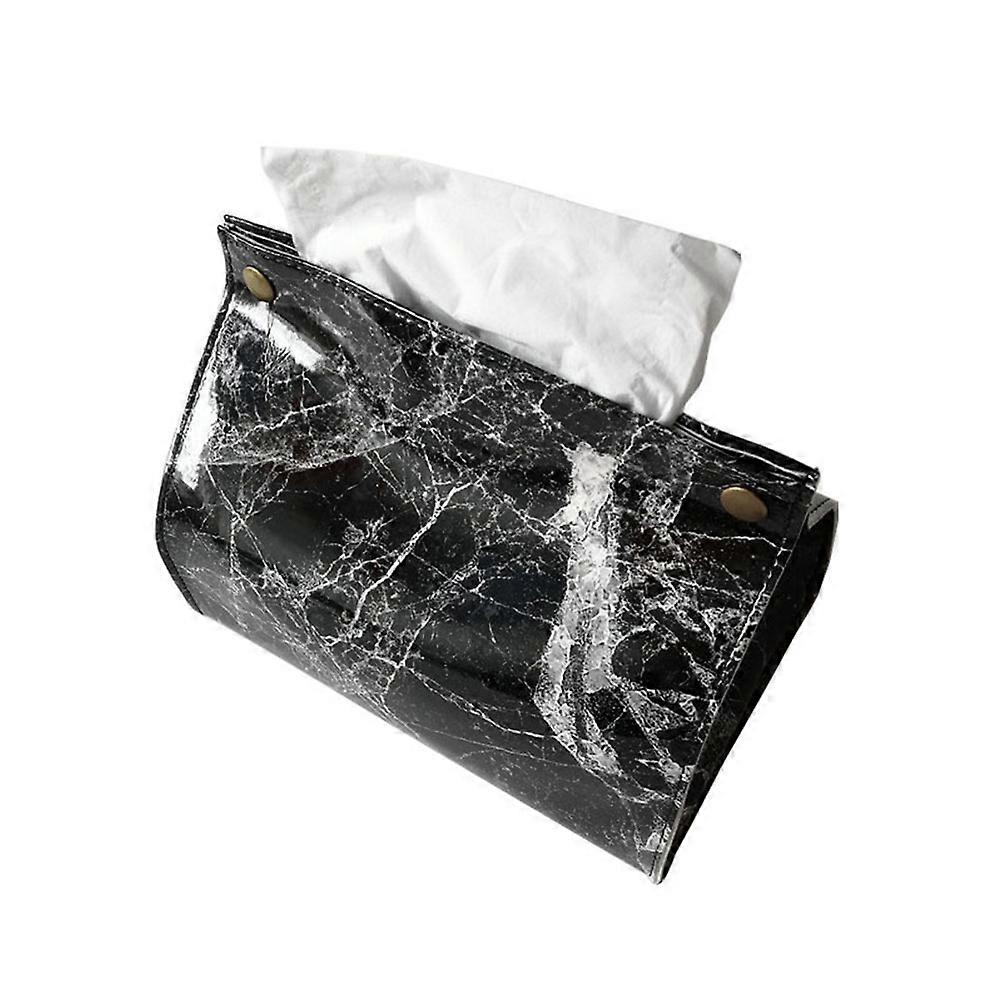Marbled Tissue Box for 2Pcs Black Storage Container