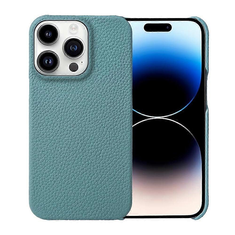 Compatible with iPhone 16 Pro Max/16 Pro/16 Plus/16, Genuine Leather Slim Shockproof Case with Microfiber Lining, Black