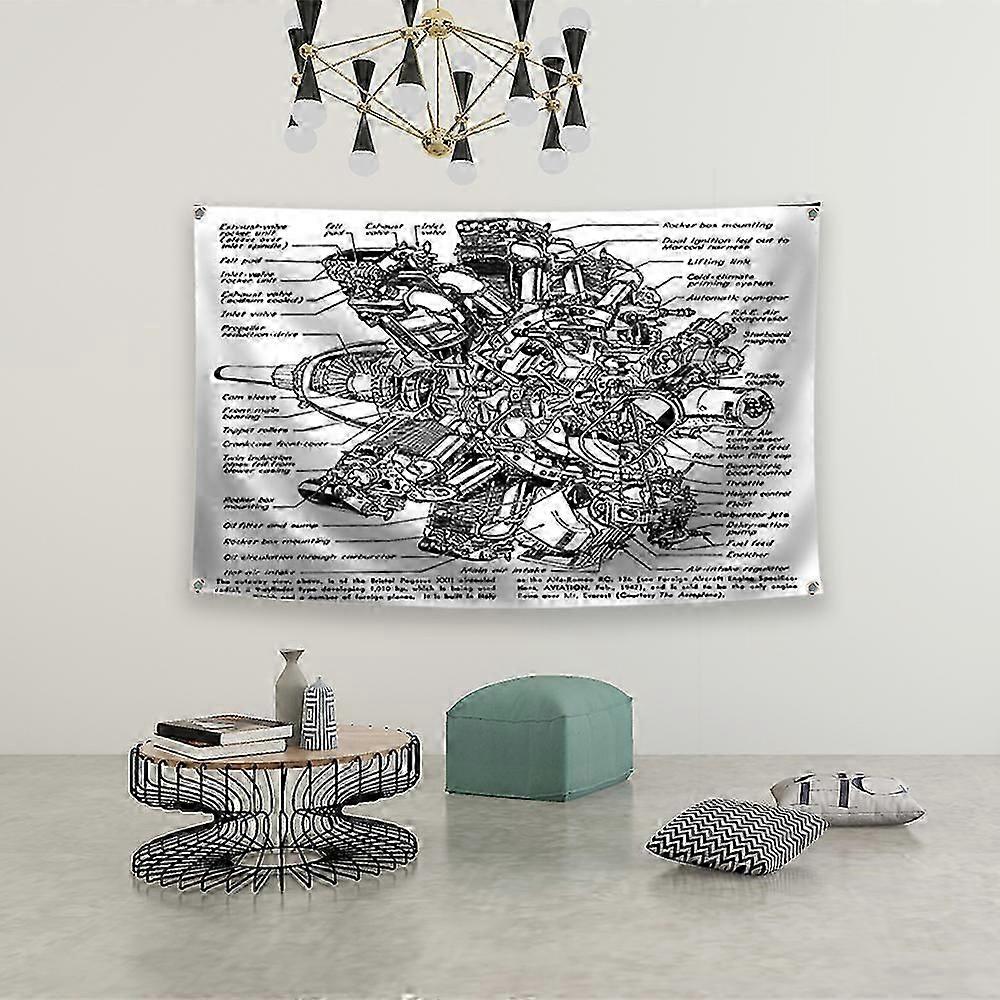 Vintage Aircraft Engine Structure Diagram Space Shuttle Explorer Poster