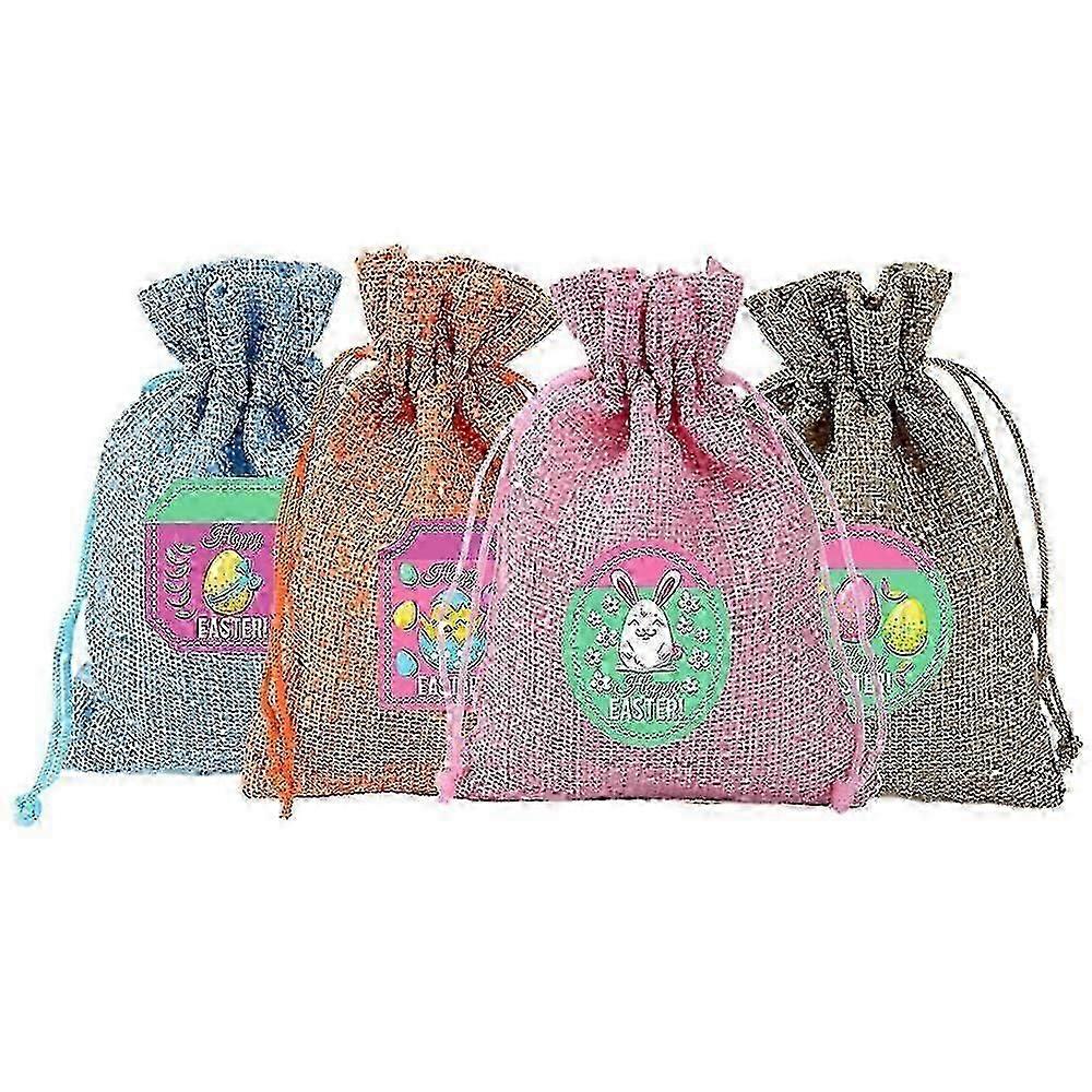 Easter candy bag Gift box Rabbit egg burlap bundle pockets 12 Storage set for Easter gifts