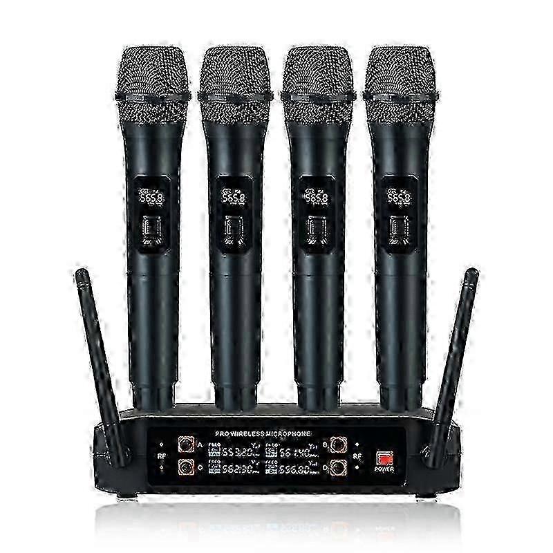 Exquisite Wireless Professional Handheld 4 Channels UHF Dynamic Mic EU Plug Wireless Microphone