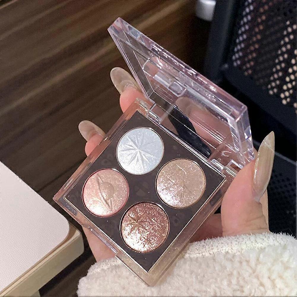 Starry Sky Series Four-Color Eyeshadow Palette with Mirror and Brush for Daily Wear and Party Makeup