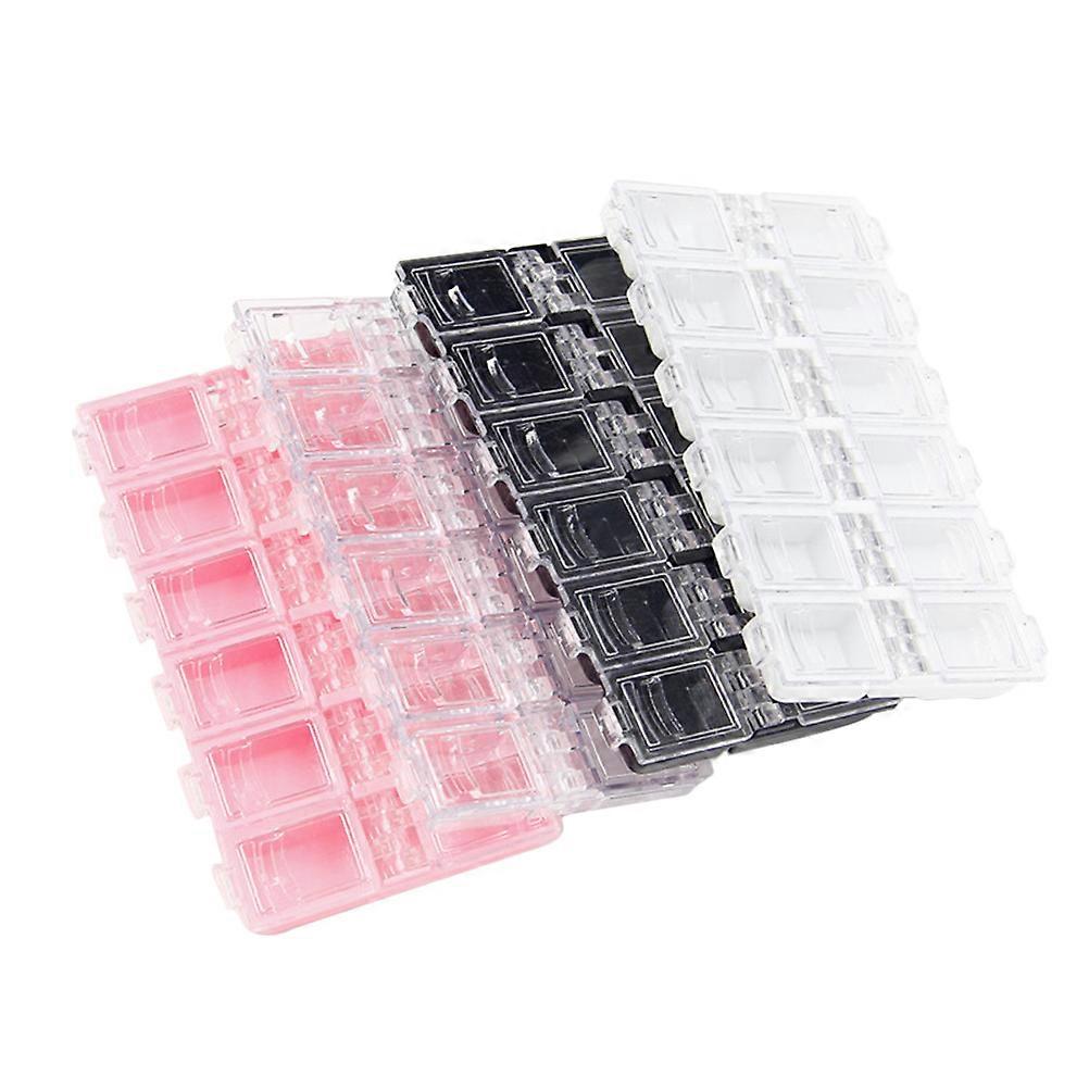 Compartment Jewelry Organizer Storage Box Transparent Design Home Use 13 x 6.8 x 1.3cm 4Pcs