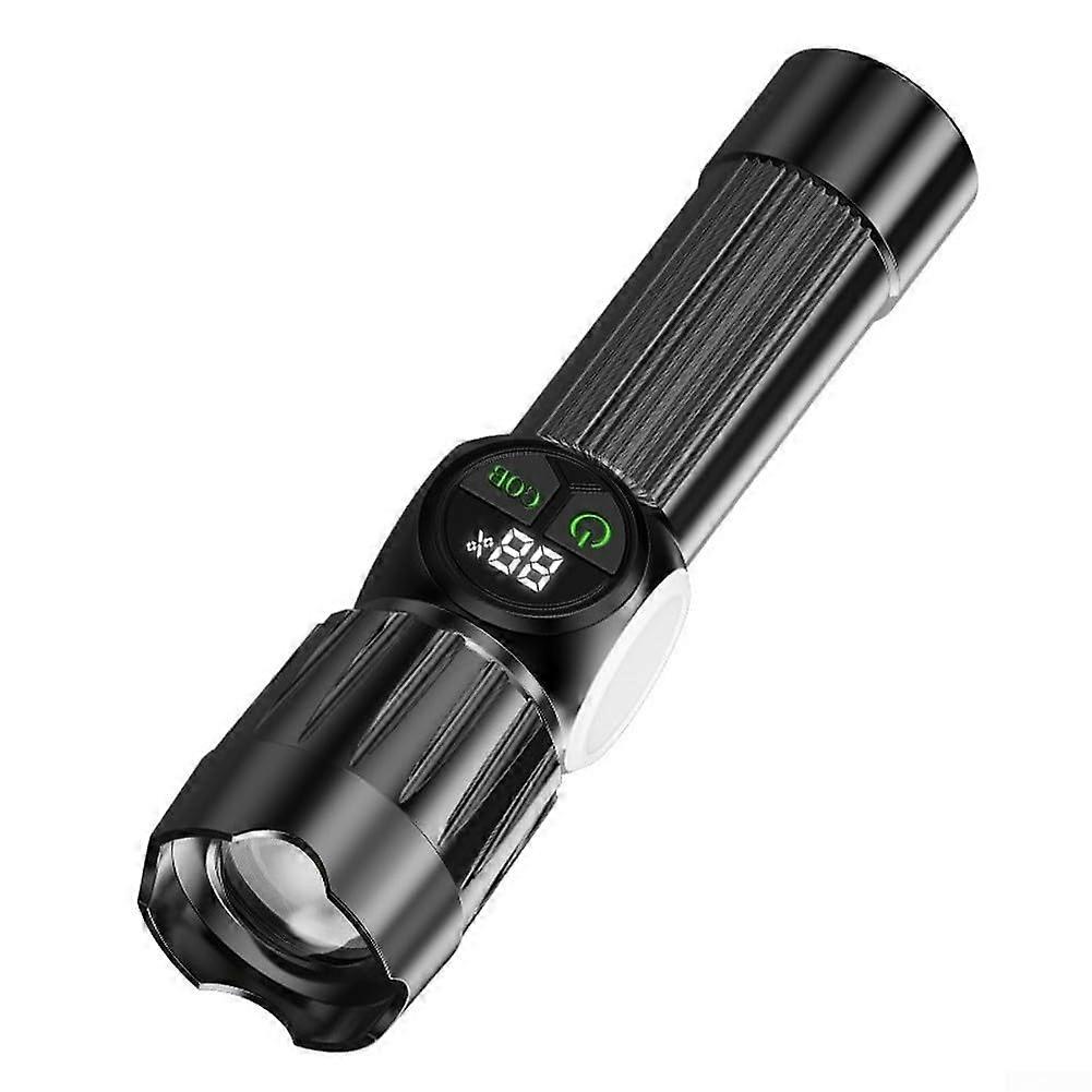 Power LED Flashlight USBC Rechargeable Battery Dual Spotlight COB Side Light TypeC Digital Display Hiking Camping