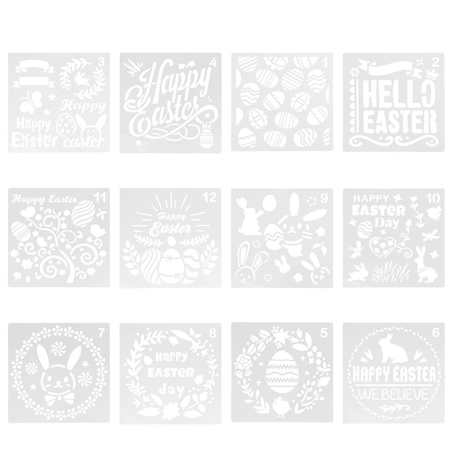 Drawing Template Easter Stencils for Crafting with 12 Sheets Reusable Set