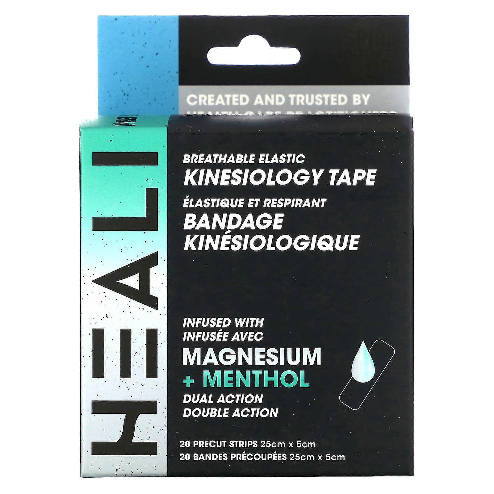 Breathable Elastic Kinesiology Tape, Black, 20 Precut Strips
