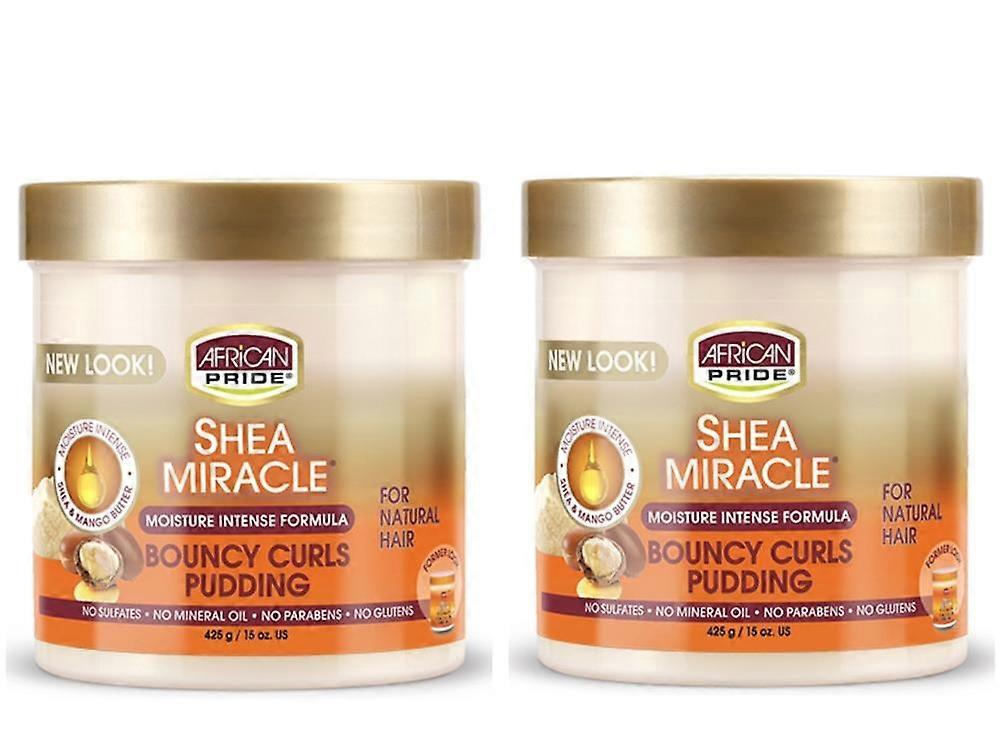African Pride Shea Butter Miracle Bouncy Curls Pudding 15oz Jar (2 Pack)