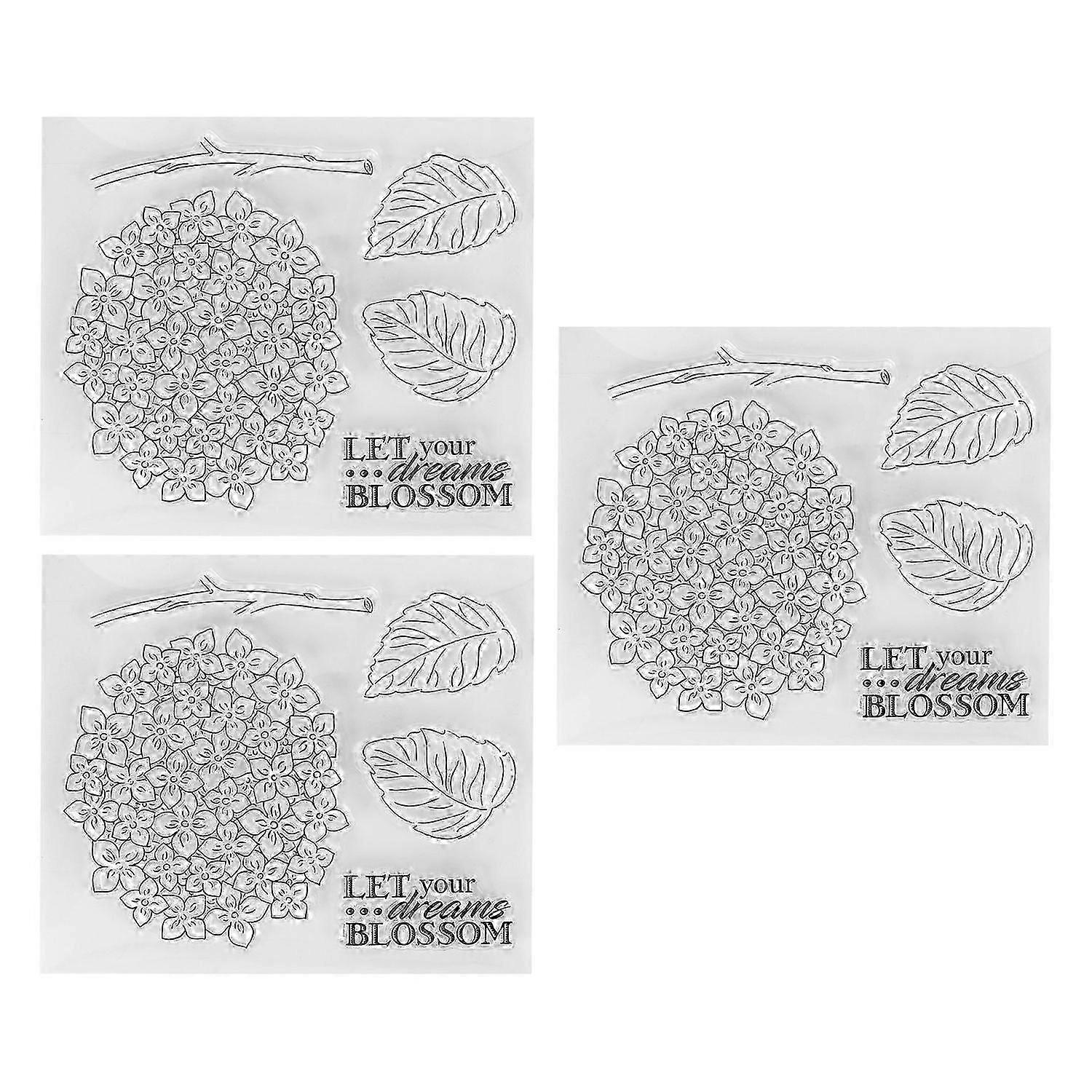 3Pcs DIY Transparent Stamps Clear Imprint Repeated Sticking Clear Rubber Stamps for Making Card Deco