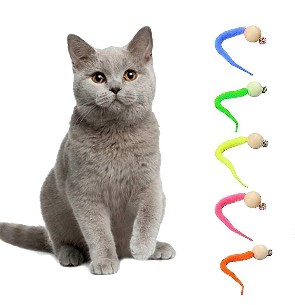 New 5PC 2020 Newest Wiggly Cat Toy - Worm Toy With Bell For Pet