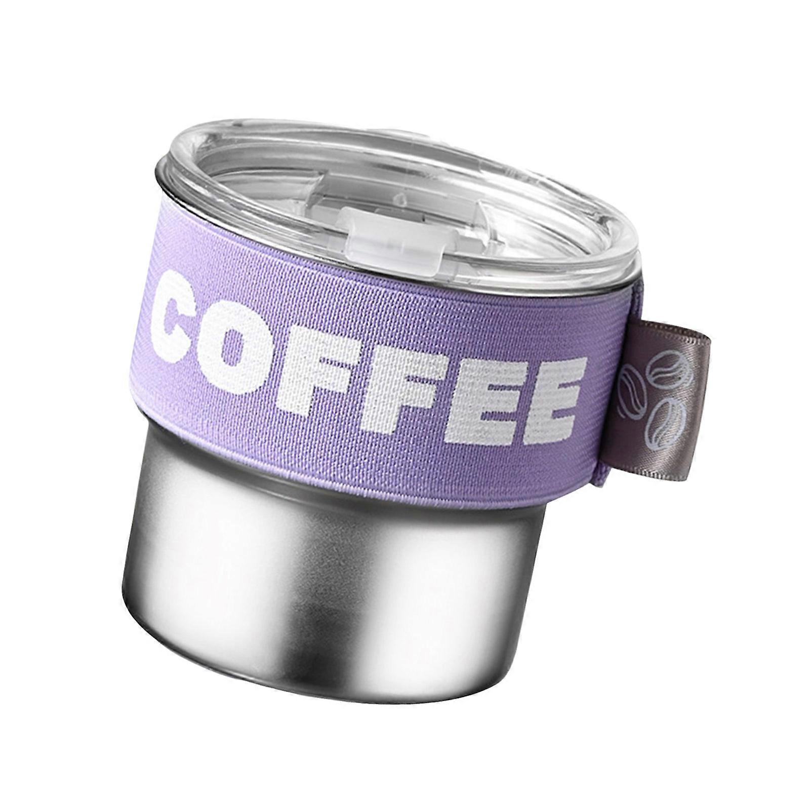Tasses à café isothermes multifonctionnelles de 400 ml Gobelets en acier inoxydable à double paroi avec couvercle coulissant anti-éclaboussures Violet