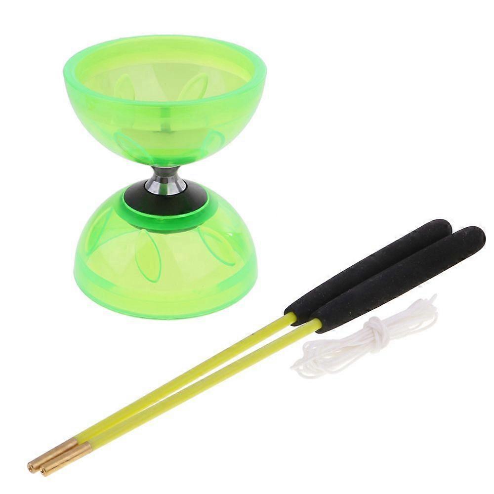 10.5cm Triple Rolling Rolling Jogging Diabolo Toy with Sticks and String Set Green