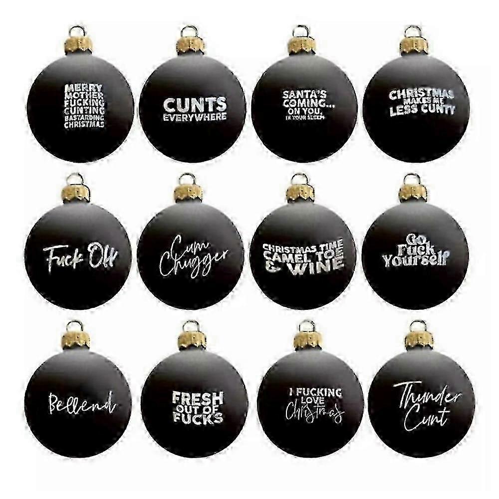 Pacote de Bugigangas Sweary - Pacote com 12, Enfeite de Natal Divertido 2024 Bolas de Natal - Enfeites de Natal