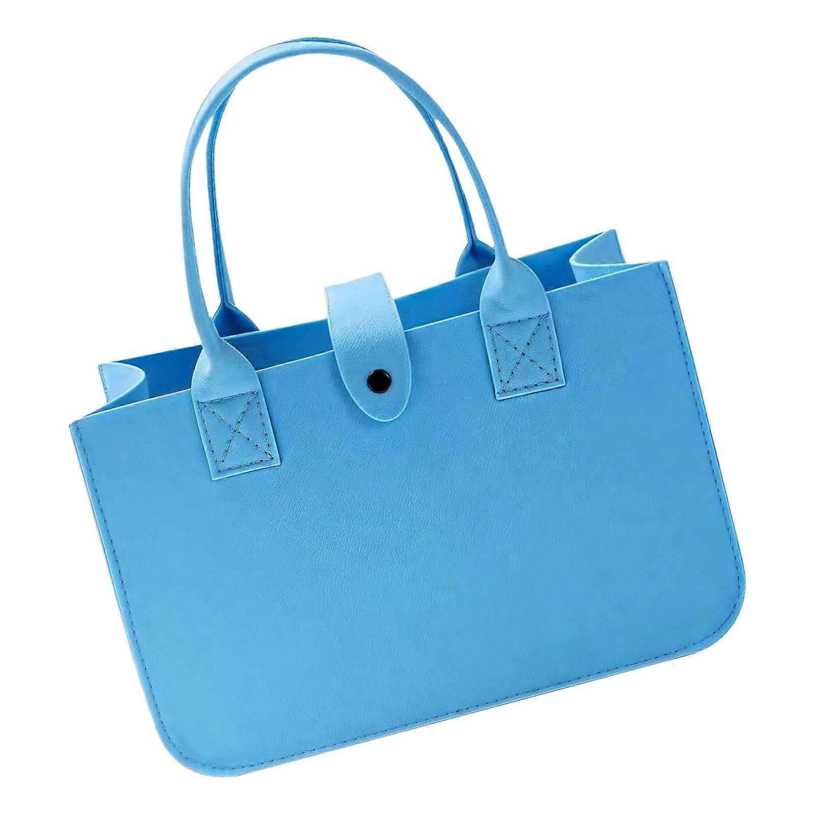 Ergonomic Handle Design Felt Bag Light Blue For Professionals Shopping Tote Multi Functional Storage Felt Purse