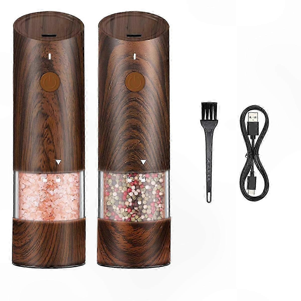 Electric Salt and Pepper Grinder Set - Automatic Refillable with 6 Adjustable Coarseness