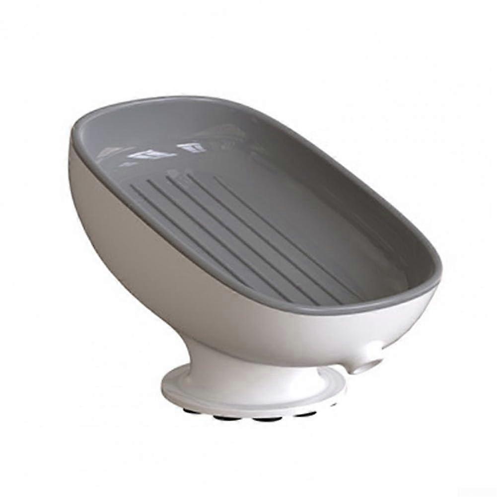 Bathroom Shower Soap Holder Suction Cups Double Layer SelfDraining Inclined Soap Dish GreyBox Storage Box