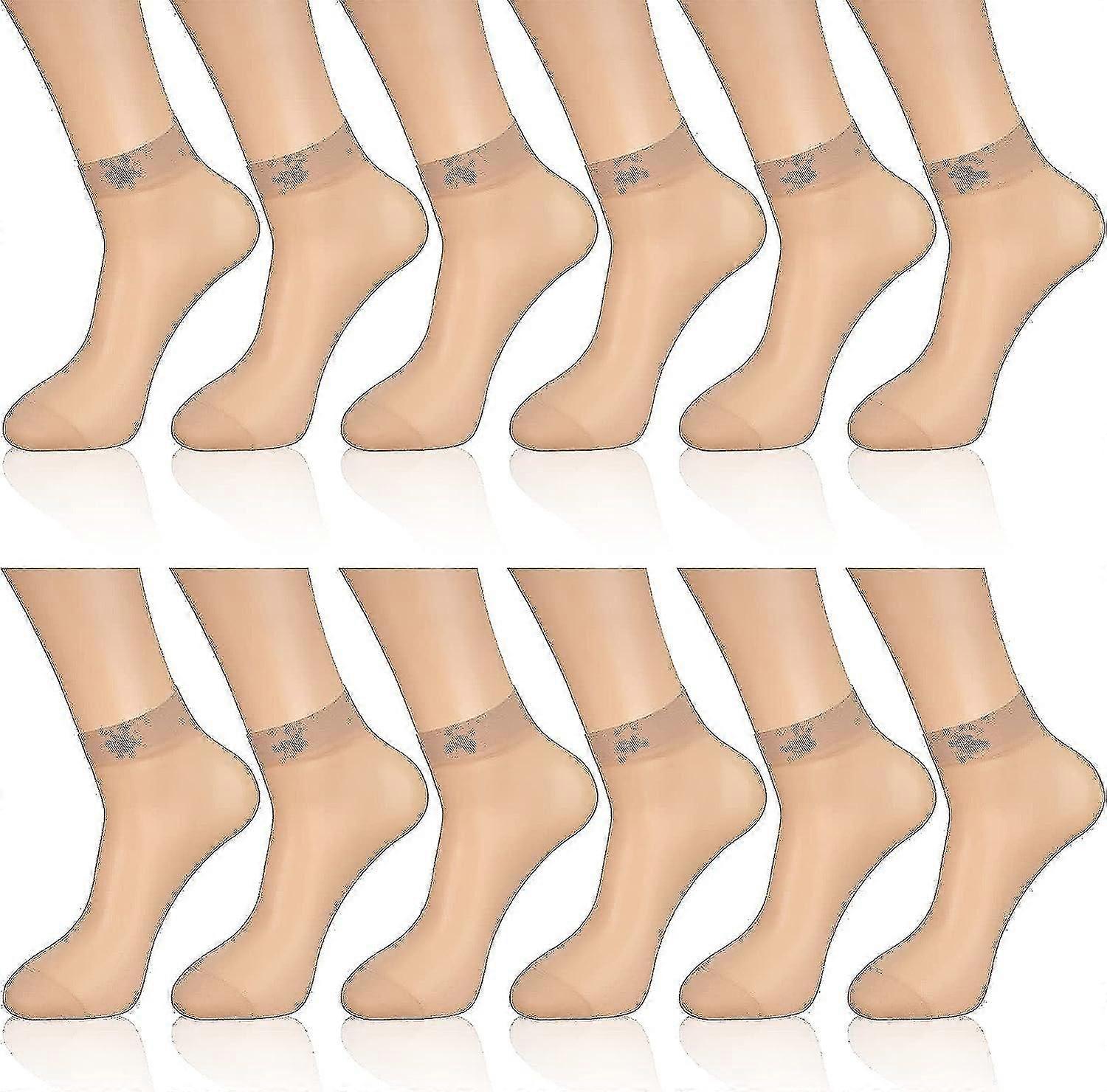 12 Pairs Sheer Ankle Socks Thin Nylon Transparent Ankle High Hosiery Socks Short