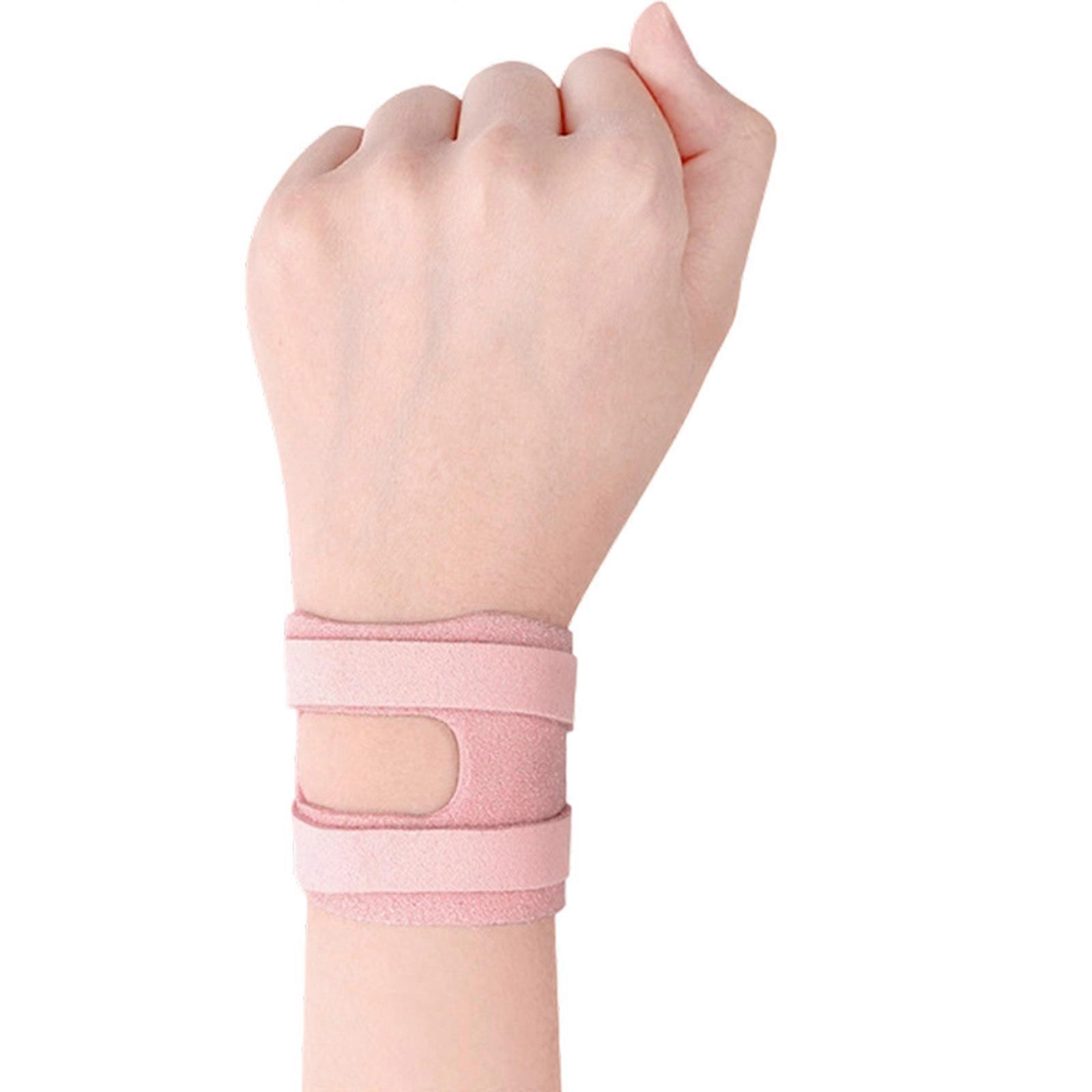 Adjustable Wrist Support Brace for Sports Workouts Computer Use Stabilizing Strap with Breathable Fabric Texture  Pink color