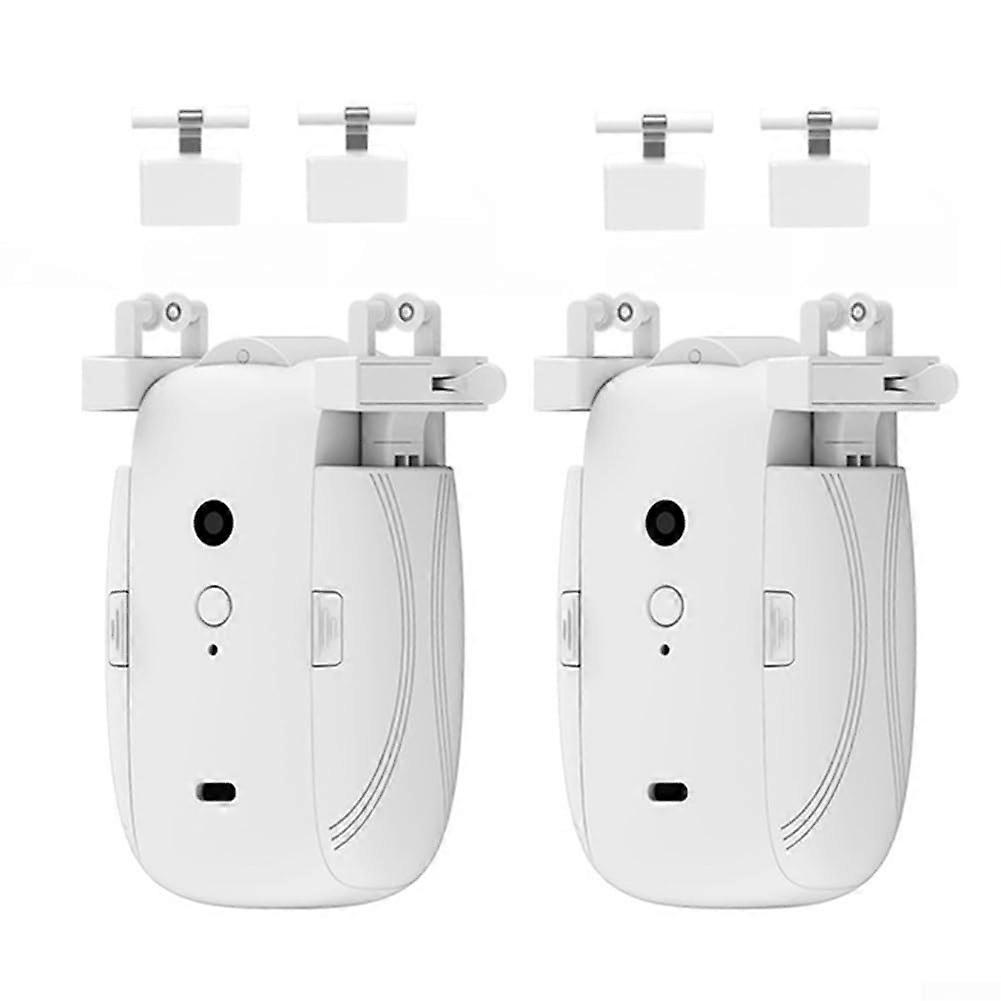 Zigbee Smart Electric Curtain Motor with App Control, Voice Activation, 4000mAh Battery, for U Rail or Roman Rod, Set of 2
