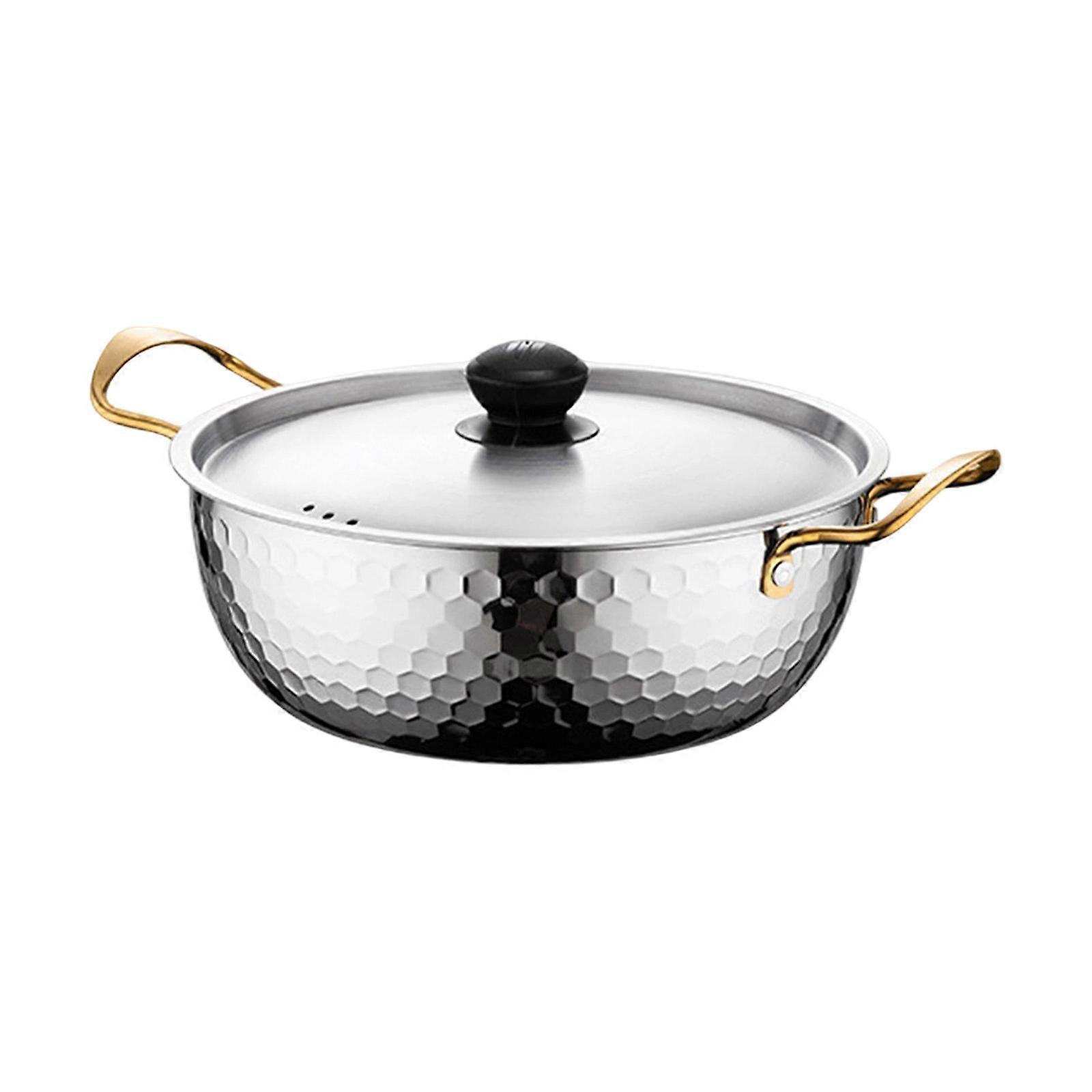 Practical Stainless Steel Noodles Pot with Lid Ergonomic Handle Cookware for Daily Cooking Needs Kitchen Tool  The color of