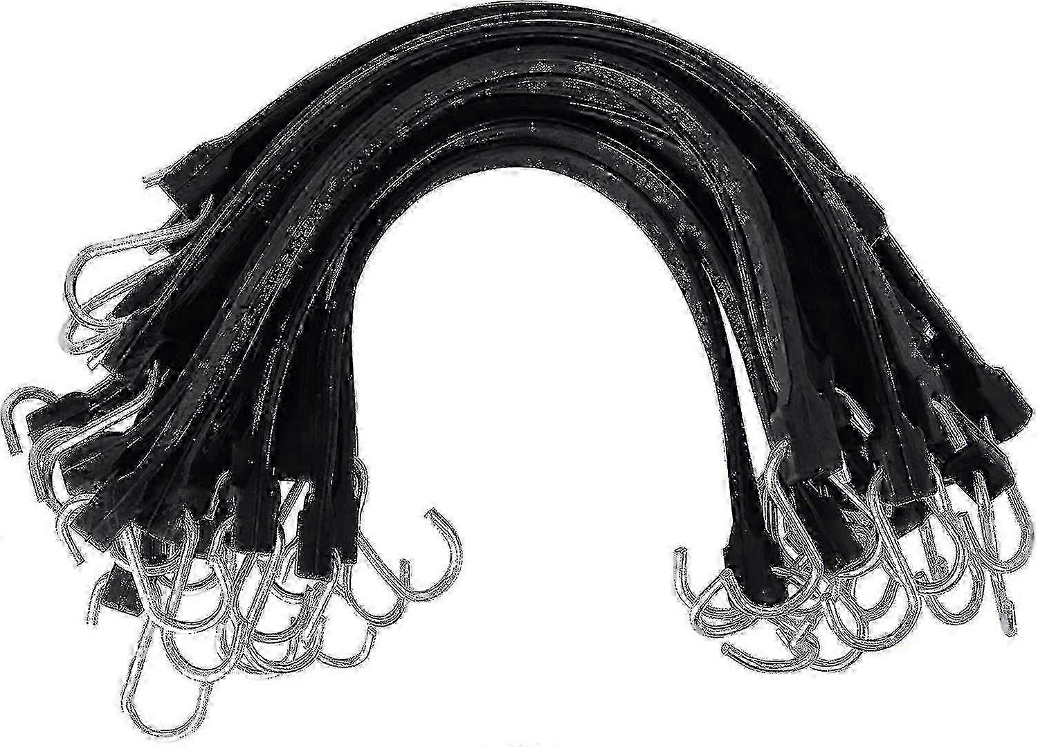 25-26 20 Pack 15' Adjustable Rubber Tarp Straps with Hooks for Securing Canvases