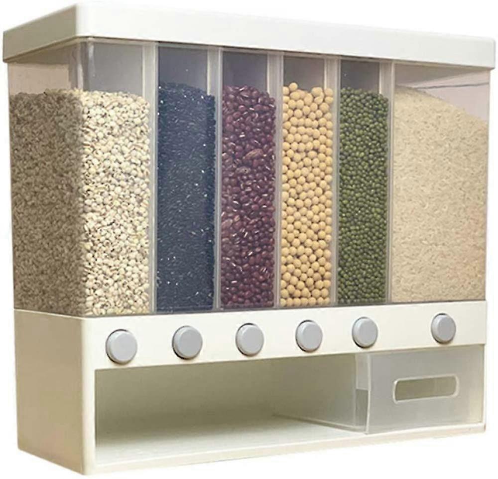 Cereal Dispenser Wall Mounted, MultiCompartment Dry Food Storage Box, Automatic Rice Bucket Container
