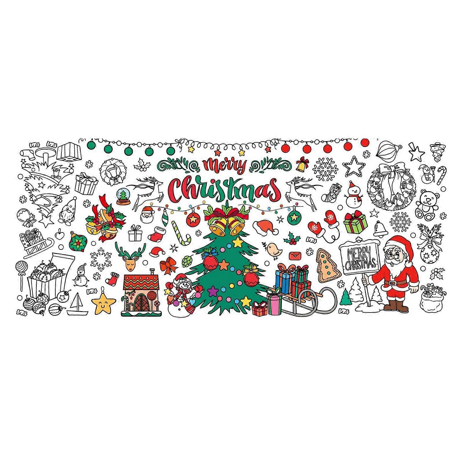 Christmas Large Drawing Tablecloth With Santa Design For Classroom Projects And Home Decoration Multicolor
